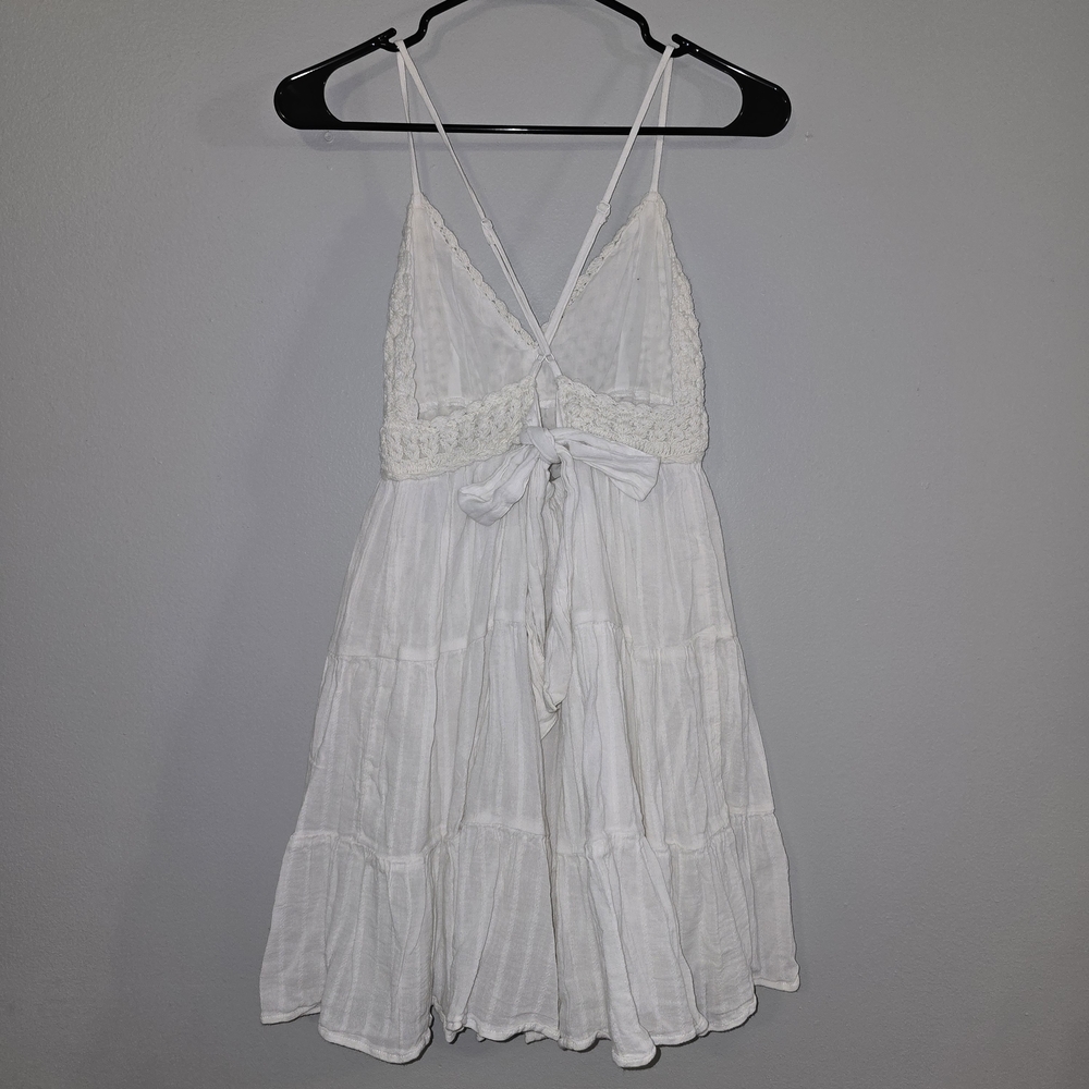 aerie White Cotton Tiered Mini Dress - Picture 6 of 8